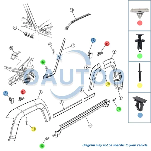 Vista 4 de 55pcs Fender Flare Clips Kit de Hardware para Jeep Liberty Dodge Nitro