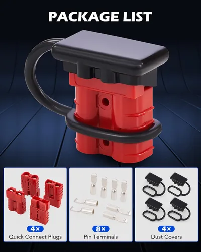 Vista 4 de Orion Motor Tech Paquete de 4 conectores de cable, kit de enchufe de arnés de cables de 50 A para cables de calibre 6-12, batería de 12 V-36 V