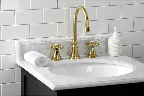 Vista 7 de Kingston Brass KS2987AX Grifo de baño extendido de 8 pulgadas, latón cepillado