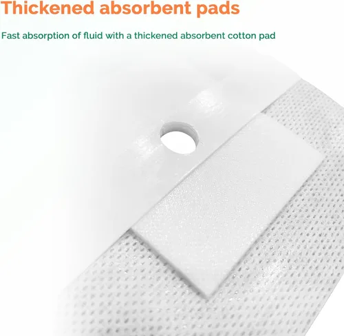 Vista 4 de Tiras adhesivas de drenaje divididas 10 x 10 cm 10 piezas Apósitos para tubo de alimentación de catéter PD Almohadillas para tubo G Cubiertas