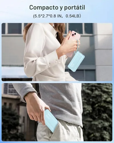 Vista 8 de Cargador portátil 10000mAh 22.5W Power Bank Azul cielo