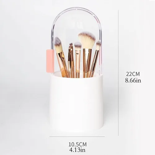Vista 2 de Makeup Acrylic Makeup Brush Storage Box Dressing Table Desktop Cosmetic Portable Storage Organizer(Pink)
