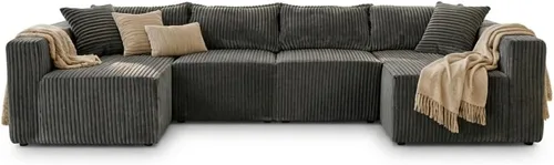 Vista 10 de Claiks - Sofá en forma de U de 128 pulgadas, sofá modular de gran tamaño Negro