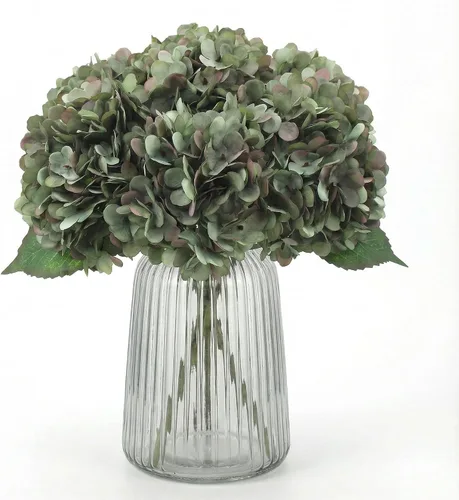 Vista 27 de 5 piezas de flores artificiales falsas, hortensias de seda, 1 arreglos de cabeza de flor, ramos de boda, decoración floral de plástico, centros