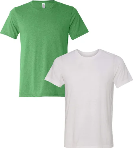 Vista 250 de Bella Canvas 3413c para hombre (1) Triblend verde + (1) Triblend rojo