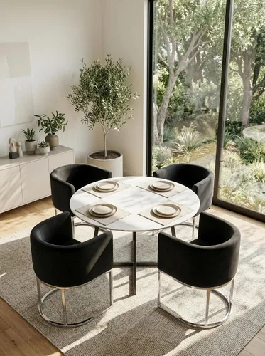 Vista 35 de HNY Silla de comedor moderna de mediados de siglo tapizada en forma de barril, negra, con brazos, silla de cocina y comedor de cuero, silla auxiliar