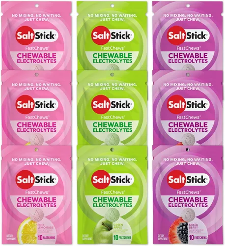 Vista 9 de SaltStick Electrolyte FastChews - Paquete variado de 120 unidades - Tabletas de electrolitos masticables para hidratación, tabletas de sal - 10