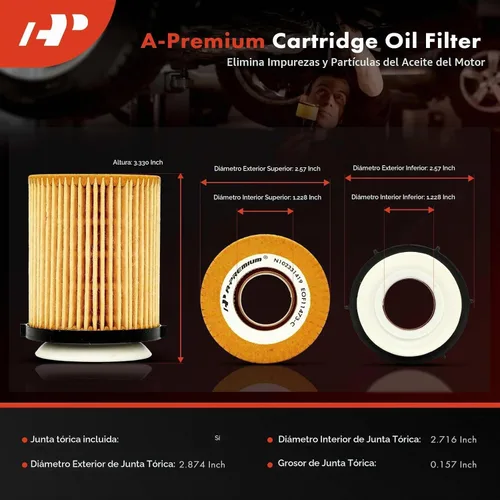 Vista 2 de A-Premium Filtro de aceite de protección de 10 mil millas compatible con Mercedes-Benz C300, C350e, E300, E350, Sprinter 1500, Sprinter 2500