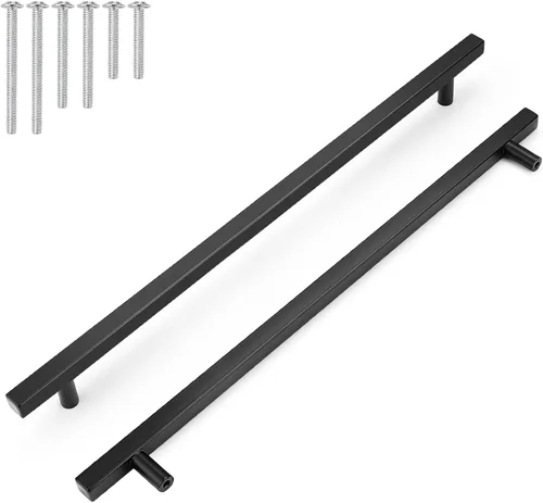 Vista 35 de Probrico Paquete de 5 manijas de gabinete, color negro, 2-1/2 pulgadas (2.520 in), barra cuadrada en T, manijas de gabinete de cocina, tiradores
