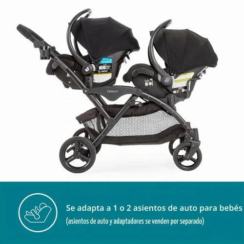 Vista 3 de Contours Options V2 - Cochecito doble en línea ligero en línea con asientos reversibles, color gris