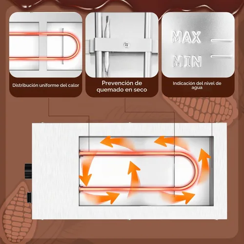 Vista 3 de Máquina de temple de chocolate, máquina comercial de fusión de chocolate con capacidad de 9 litros y control de temperatura de 86-185 ℉, derretidor