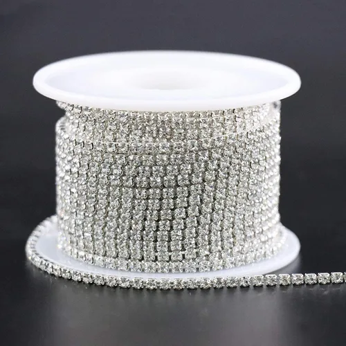 Vista 14 de Jerler 9 metros de adornos de diamantes de imitación con cadena cerrada SS6.5/2.0mm, cadena AB para costura, manualidades, ideal para bodas AB dorado