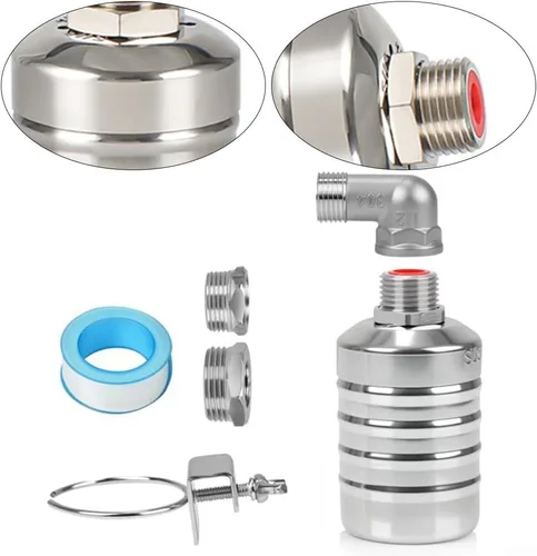 Vista 5 de FABULETTA Válvula de flotador de acero inoxidable 304 con adaptador - para control automático del nivel de agua