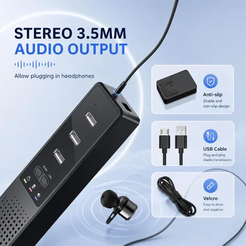 Vista 4 de Altavoz USB 3 en 1 para computadora con micrófono, altavoz de conferencia de escritorio para computadora portátil con micrófono para oficina en casa