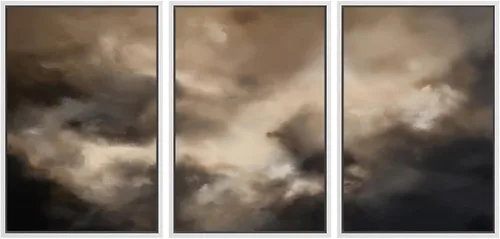 Vista 77 de SIGNWIN Lienzo enmarcado para pared, juego de arte dramático de cielo tormentoso, ilustraciones de paisaje nuboso Moody, arte moderno decorativo