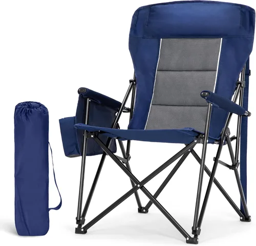 Vista 13 de LET'S CAMP Sillas de camping de gran tamaño Silla de césped resistente con Negro