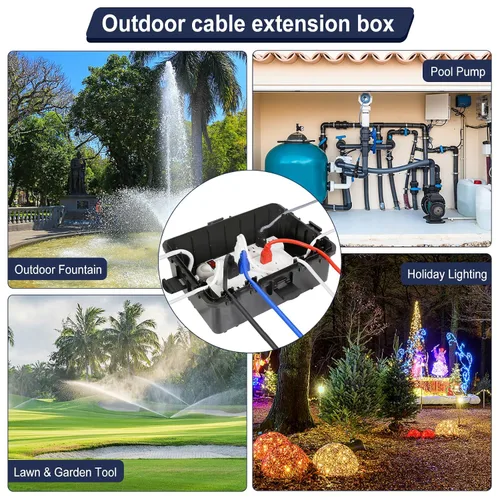 Vista 7 de Caja eléctrica grande para exteriores, impermeable, cubierta de cable de extensión IP54, resistente a la intemperie, protege la regleta