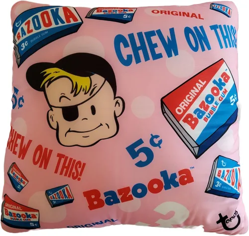 Vista 3 de iscream Bazooka Bubble Gum Bazooka Joe Print - Almohada decorativa de microcuentas de 16 pulgadas