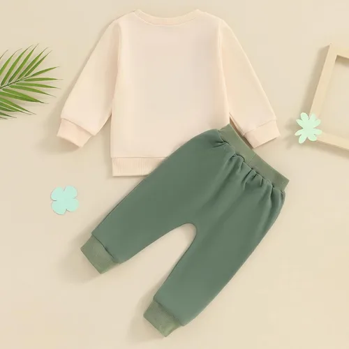 Vista 2 de Licupiee Conjunto de ropa de primavera de 2 piezas para bebés y niños pequeños de San Patricio