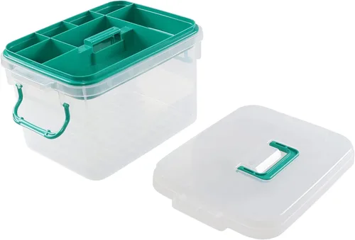 Vista 4 de Caja grande de primeros auxilios vacía, caja de almacenamiento transparente para medicamentos, 1 paquete