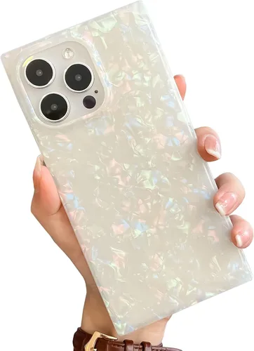 Vista 62 de Elegante Funda con Concha de Madre Perla para Niña Compatible con iPhone 14 de 6.1 Pulgadas, Funda Rectángulo con Borde, Elegante y delgada