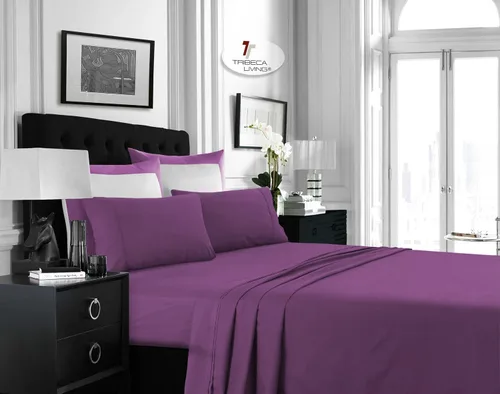 Vista 22 de Tribeca Living Juego de sábanas de microfibra cepillada de 3.33 oz/m², bolsillo extra profundo para colchones de hasta 21 pulgadas, enfriamiento