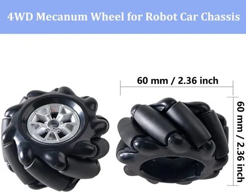 Vista 4 de MC100 4WD Mecanum Wheel Chasis de coche con motor TT, kit de coche inteligente de control remoto con rueda omnidireccional de 2.362 in para Negro