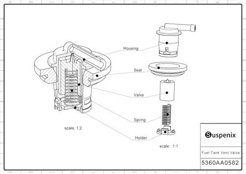 Vista 3 de 1 pieza Válvula de ventilación del tanque de combustible, válvula de ventilación del tanque de combustible con kit de sello de goma compatible