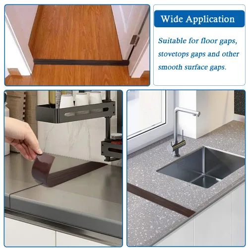 Vista 7 de Tira de transición de suelo, tiras autoadhesivas para suelos laminados, tira divisora plana de vinilo, diseño elegante de grano de madera