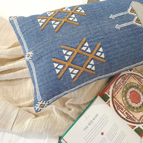 Vista 2 de Trade Star Funda de almohada lumbar tejida a mano de Sabra Kilim, funda de cojín de casa de campo, fundas de almohada para el hogar, decoración
