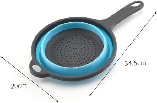 Vista 2 de NOLITOY Colador plegable de silicona con ranura para cuchara, filtros para nevera, colador de arroz, cuenco plegable para verduras, cesta de lavado