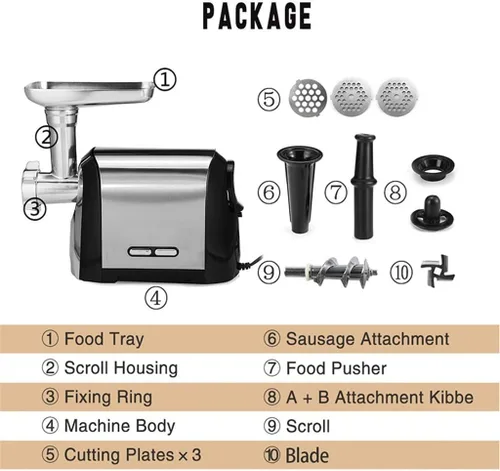 Vista 4 de Heavy Duty 3200W Max Powerful Electric Meat Grinder Home Sausage Stuffer Mincer Food Processor(Us)