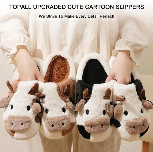 Vista 4 de TOPALL Pantuflas para mujeres y hombres, con bordado mejorado, mullidas, mullidas, cómodas, antideslizantes, cálidas, para interiores y exteriores