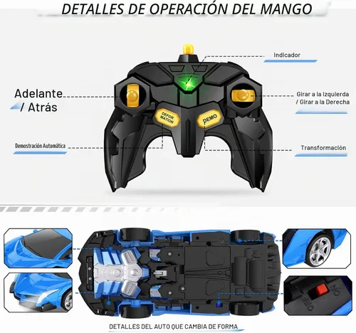 Vista 8 de Transform - Coche de juguete a control remoto para niños de 4 a 8 años, auto a control remoto para niños de 4 a 7 años, autos transformables