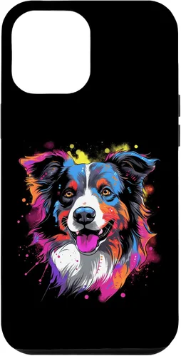 Vista 6 de Funda con diseño de salpicaduras de color arcoíris retro para iPhone 15 Border Collie