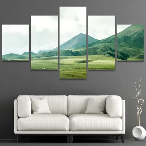 Vista 21 de SIGNWIN Lienzo grande para pared, efecto geométrico de mármol, triángulo dorado, polígono, paisaje, formas abstractas, arte digital, arte moderno