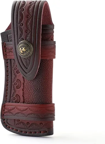 Vista 2 de Bolsa de cuero para cuchillos de bolsillo con funda plegable para cuchillos de 5 "con anillo de cinturón Funda plegable para cuchillos