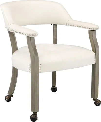 Vista 12 de LEEMTORIG Sillas de comedor con ruedas y brazos, Sillas de comedor con ruedas, Sillas de mesa de póker, Sillas de madera maciza Boss Caption's Patas