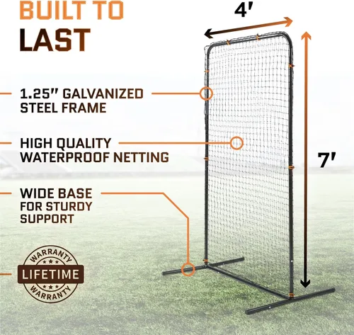 Vista 6 de ACELETIQS Baseball Pitching Net & i-Screen (Compact & XL Sizes) Softball Baseball Pitcher Protector for Batting Cages and Fields Heavy Duty Net