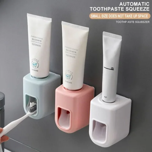 Vista 4 de Dispensador automático de pasta de dientes para montaje en pared, a prueba de agua, exprimidor de pasta de dientes perezosa, soporte para cepillos