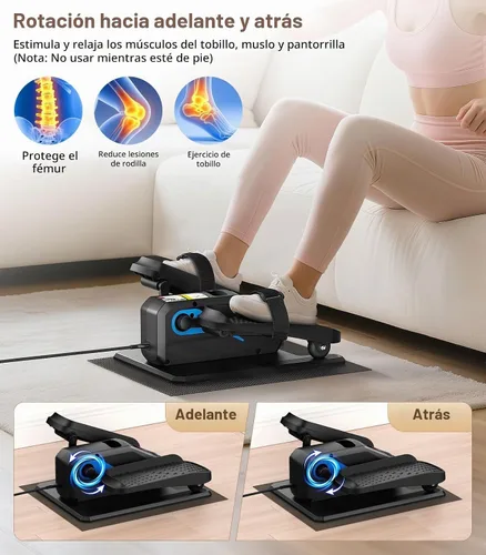 Vista 5 de Under Desk Elliptical Machine,Ellipse Leg Exerciser Electric with Remoter,12 Manual Adjustable Speed and 3 Automatic Speed,Portable Seated Pedal