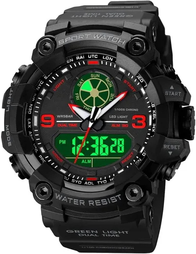 Vista 8 de Relojes militares para hombre, relojes de pulsera para hombre, relojes analógicos digitales para deportes, grandes regalos de 1224 horas