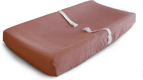 Vista 9 de mushie Funda de cambiador de muselina ajustada extra suave (Rosado)