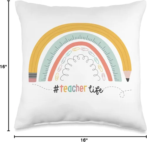 Vista 4 de Carson Dellosa Education We Belong Teacher Life - Almohada bohemia de arco iris, 16 x 16 pulgadas, multicolor