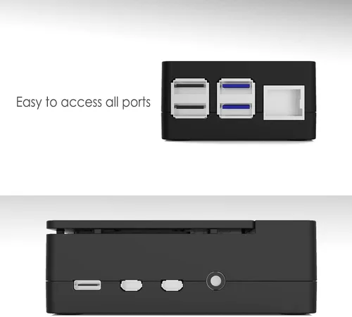 Vista 9 de [20W 5V 4A] Funda Raspberry Pi 4, con iUniker 20W 5V 4A USB C Raspberry Pi 4 Fuente de alimentación con interruptor Disipador de calor Ventilador
