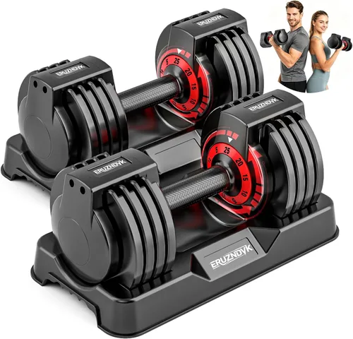 Vista 10 de 25/55lb Pair Adjustable Dumbbell Set, Adjustable Dumbbells Set of 2, 5 in 1/10 in 1 Free Weights Dumbbells Set with Anti-Slip Texture Handle