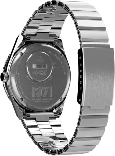 Vista 2 de Timex Coca-Cola Unity Collection - Reloj de cuarzo para hombre con correa de acero inoxidable, color plateado, 21 (modelo TW2V25800)