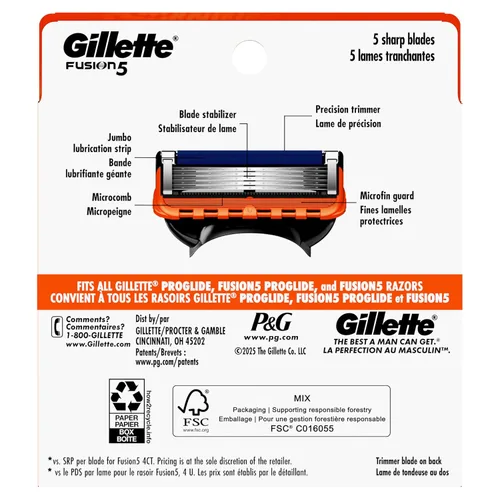 Vista 10 de Pack de 8 cartuchos para Gillette Fusion 5 Power