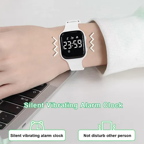 Vista 5 de Reloj con podómetro para niños sin aplicación/Bluetooth, reloj de pulsera deportivo LED con temporizador, calorías, distancia/contador de pasos, 2