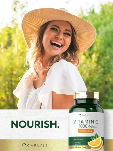 Vista 6 de Carlyle Masticables de vitamina C 1000 mg 180 tabletas Vegetariano, sin OMG, suplemento sin gluten
